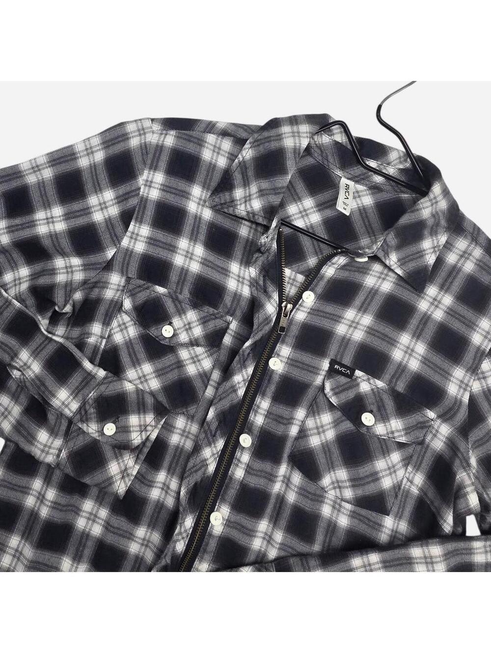 RVCA Men's Black and Grey Shirt